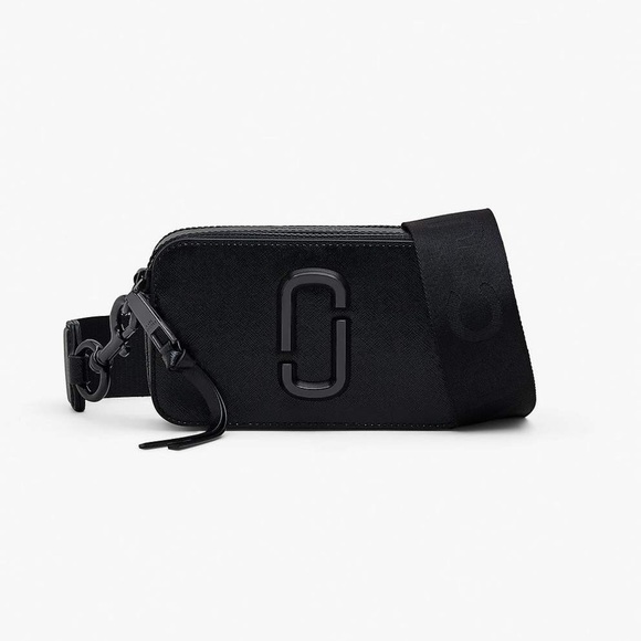 Marc Jacobs Jet Black Snapshot Crossbody Bag with missing zipper - Picture 1 of 10